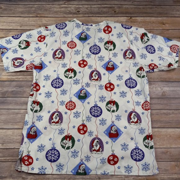Disney 101 Dalmatians XS Christmas Scrub Top - Picture 6 of 7